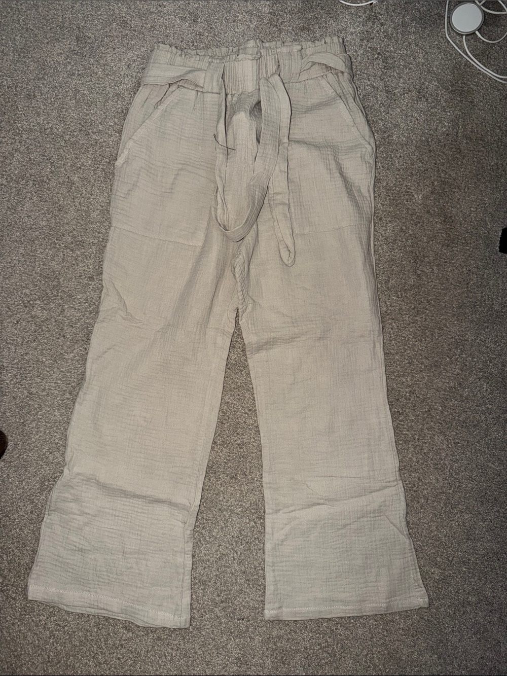 Sincerely Jules Light Beige Drawstring Linen-Blend Men's Pants